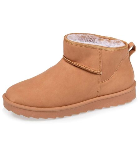 Isotoner Bottines femme chaudes, légères, confortables et modernes, effet nubuck