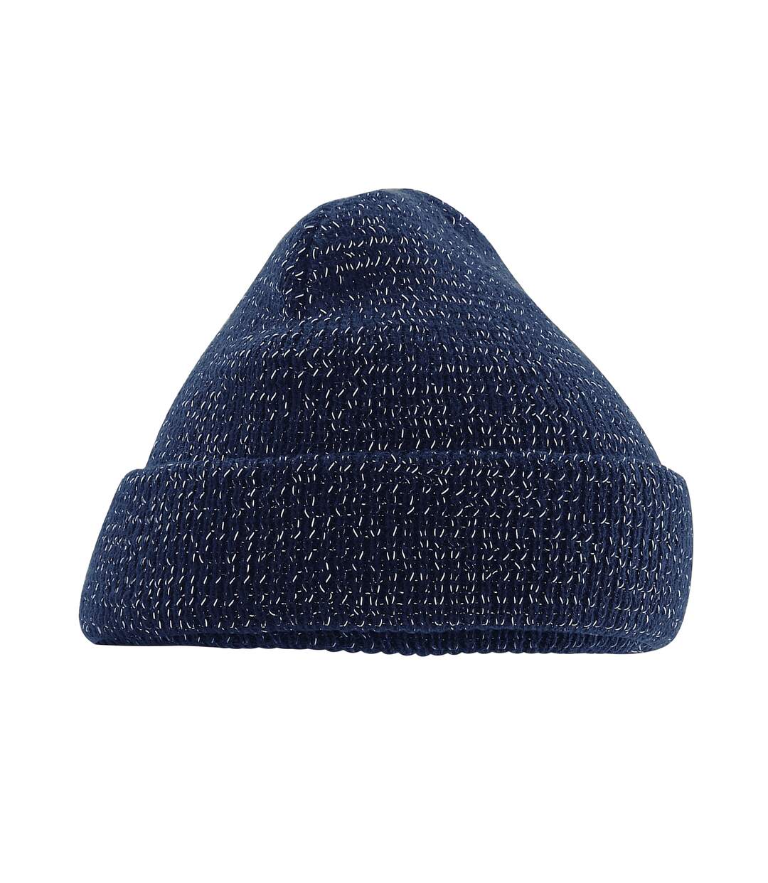 Unisex adult reflective beanie french navy Beechfield-1