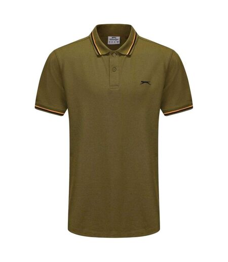 Mens Contrast Tipped Polo Shirt Khaki Slazenger