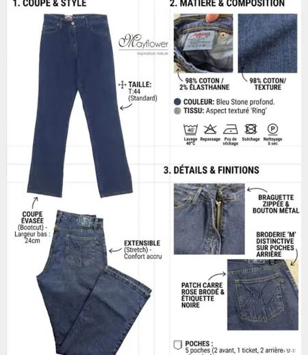 Jean Femme Mayflower M957 - Coupe Évasée Stretch Bleu Stone