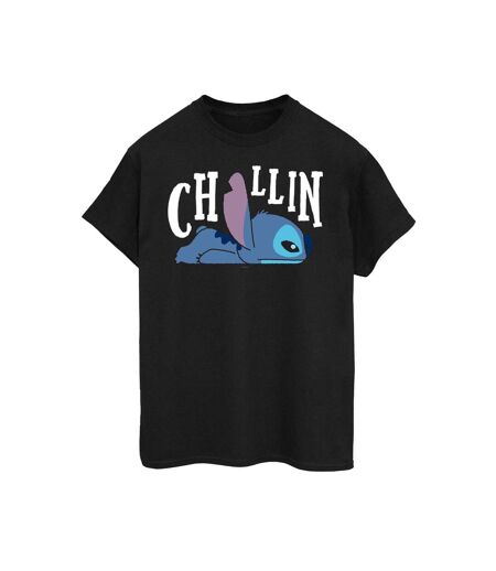 Disney Femmes/Les femmes Lilo And Stitch Chillin Cotton Boyfriend T-Shirt (Noir) - UTBI49490