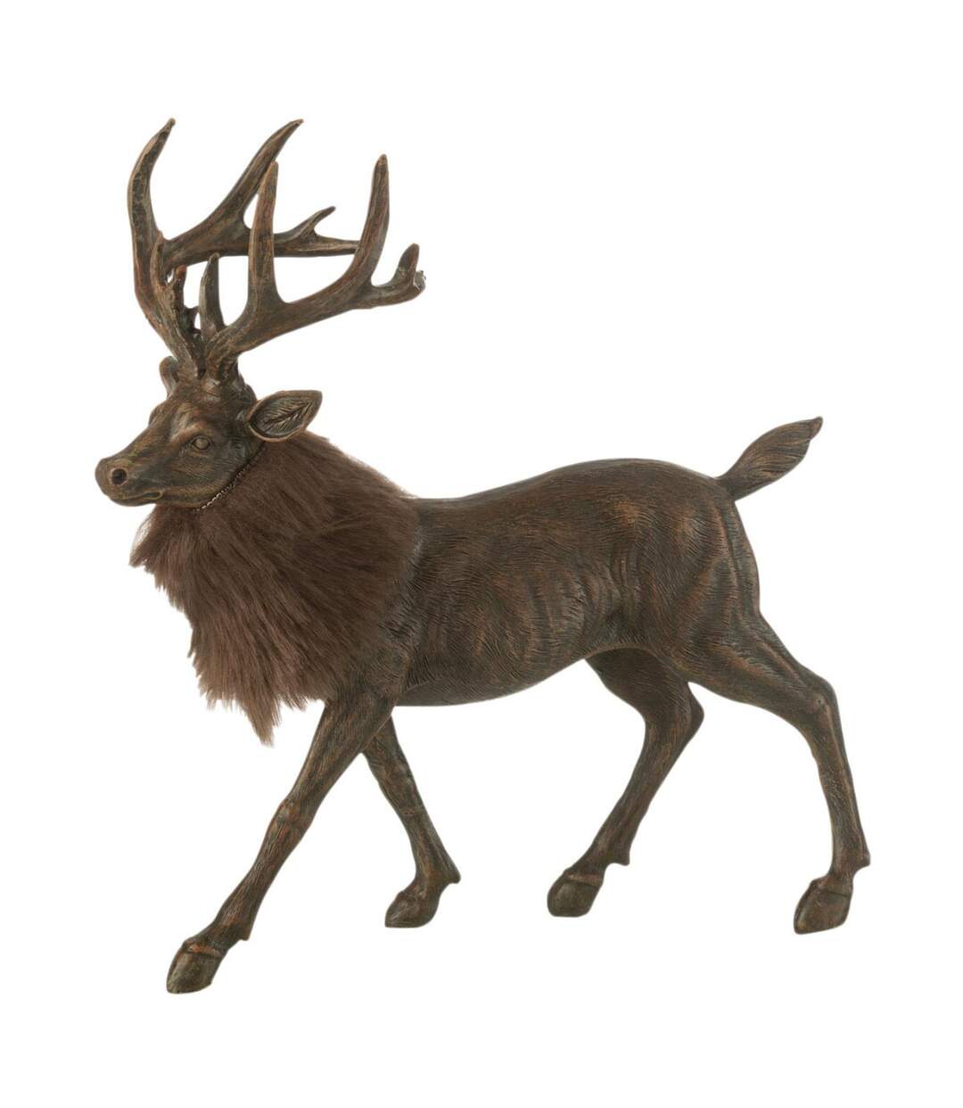 Statuette Déco Cerf Imitation Fourrure 24cm Marron-1