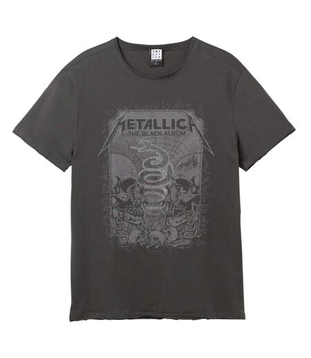 Mens The Black Album Metallica T-shirt Charcoal Amplified