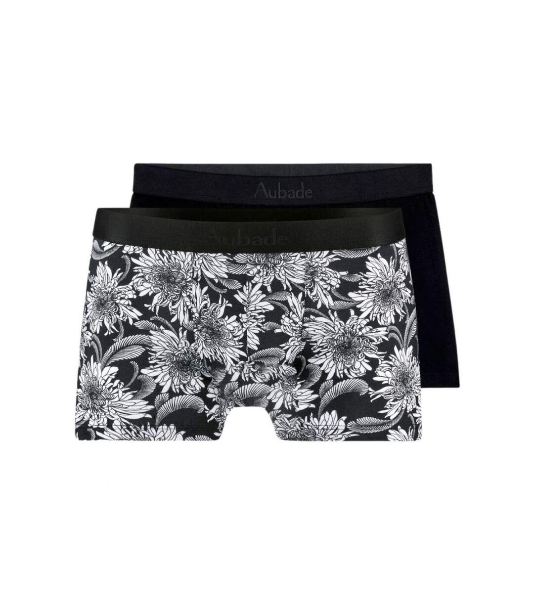 AUBADEMEN Lot de 2 Boxers Homme Coton Modal DUO DAFL Noir Blanc-1