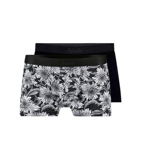 AUBADEMEN Lot de 2 Boxers Homme Coton Modal DUO DAFL Noir Blanc