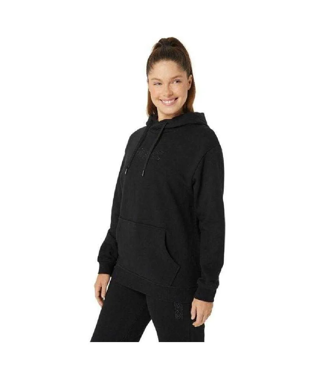 Womens/ladies Hoodie Black Asics-2