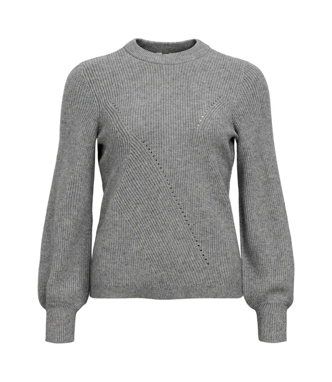 Womens/ladies Crew Neck Regular Jumper Medium Grey Object-2