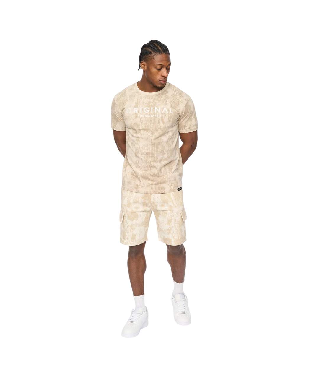 Mens Bardon Camo Cargo Shorts Neutral Camo Crosshatch-4