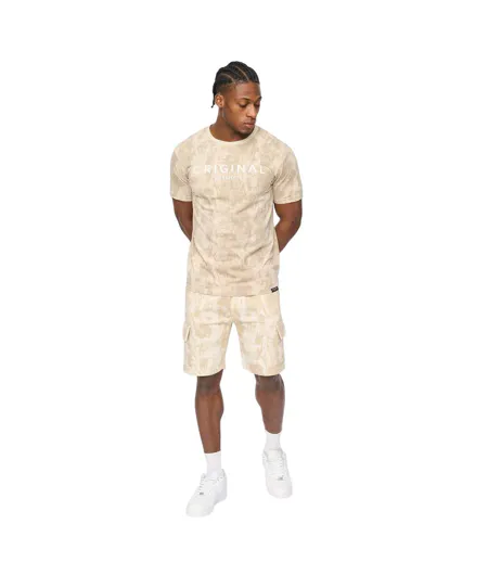 Mens Bardon Camo Cargo Shorts Neutral Camo Crosshatch