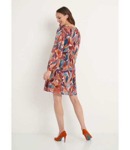 Robe courte voile imprimé effet cache-coeur