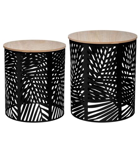 2 Tables d'appoint design métal bois Contempo - Noir
