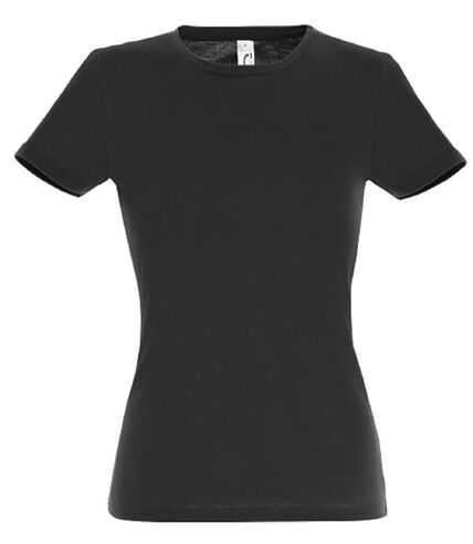 T-shirt manches courtes col rond - Femme - 11386 - gris foncé