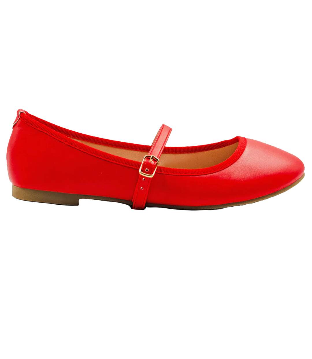 Where´s that from womens/ladies josie faux leather straps ballerina flats red Where's That From-1