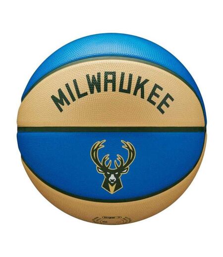 Ballon De Basket Motif/style Nba Milwaukee Bucks Taille 7 Beige Bleu Wilson