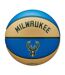 Ballon De Basket Motif/style Nba Milwaukee Bucks Taille 7 Beige Bleu Wilson-2