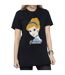 Disney Princess Womens/Ladies Cinderella Silhouette Cotton Boyfriend T-Shirt (Black)
