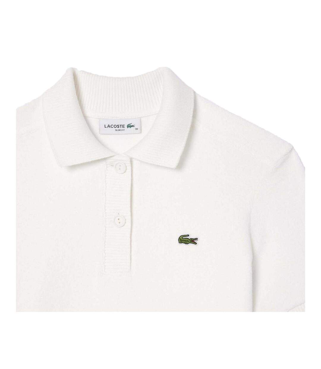 Womens/ladies Terry Slim Short-sleeved Polo Shirt Cream Lacoste-3