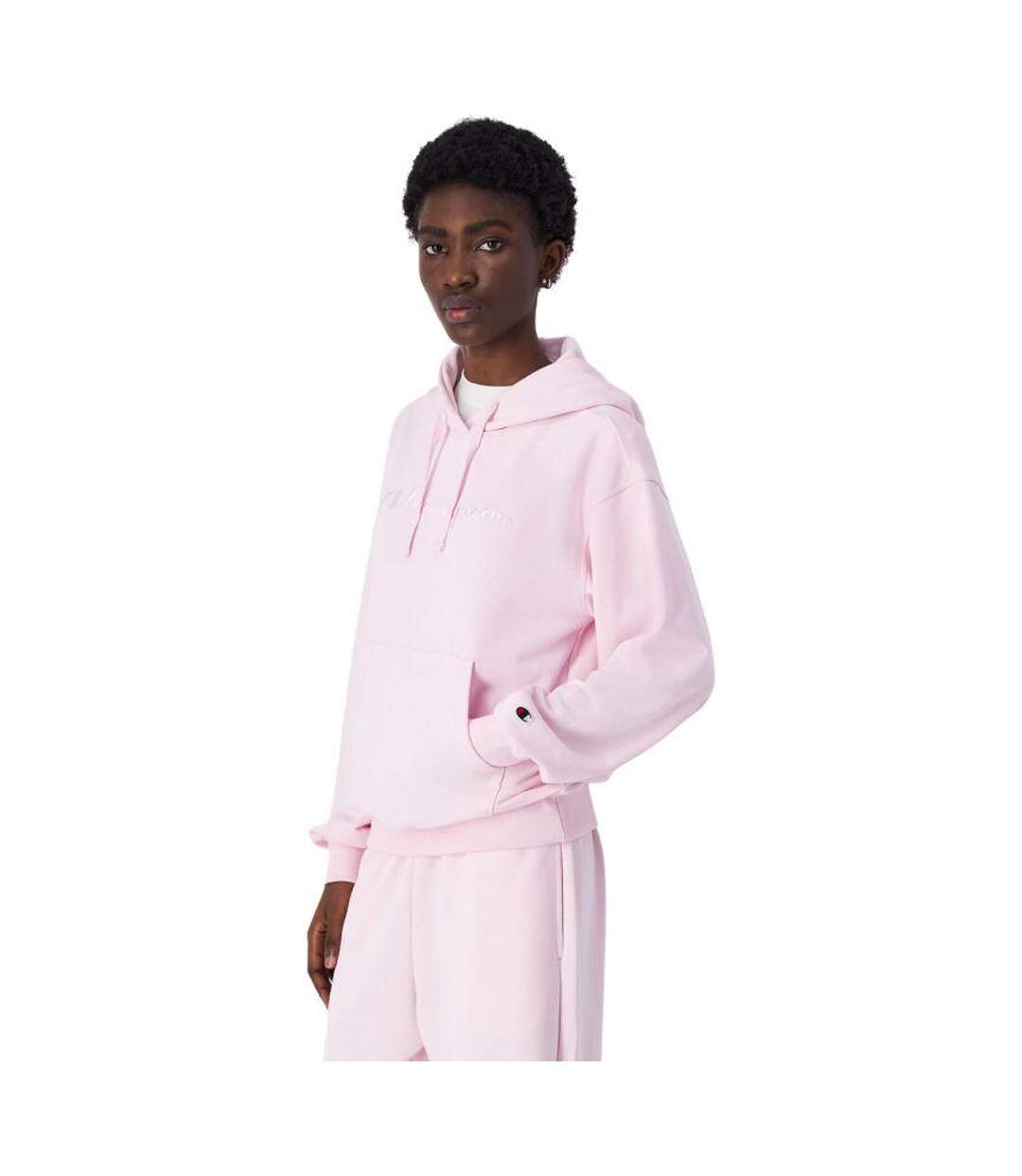Sweat À Capuche Motif/style Logo Brodé Femme Rose Champion-1
