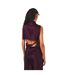 Womens/ladies Cut Out Satin Sleeveless Maxi Dress Burgundy Off White-4