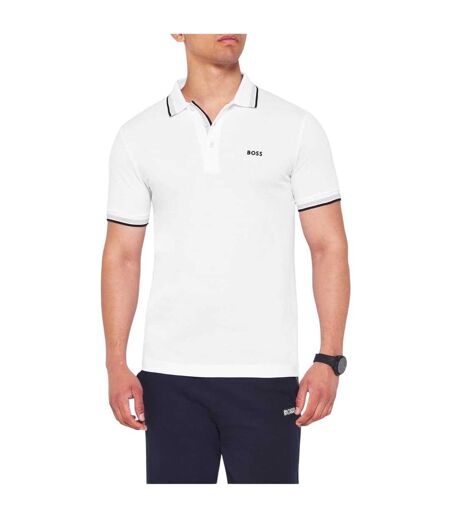 Polo Motif/style Rayure Contrastée Sur Bord Paddy Homme Blanc Boss