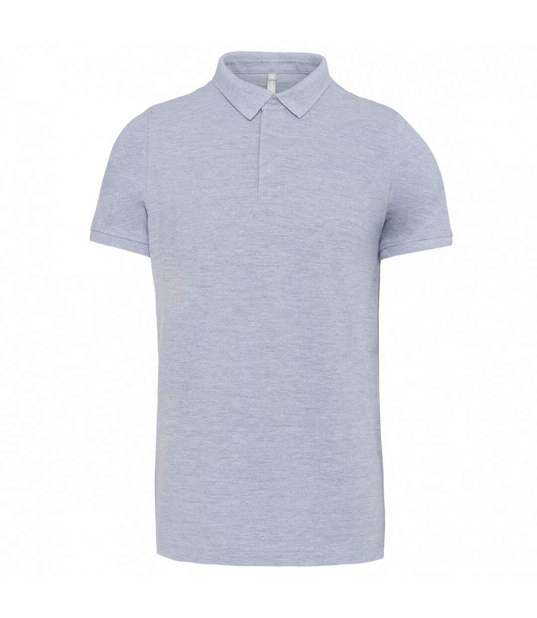 Mens Piqué Stud Front Polo Shirt Oxford Grey Kariban-1