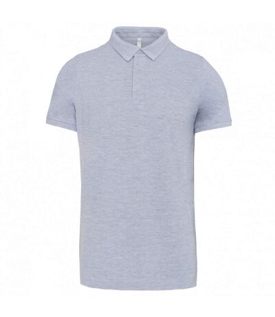 Mens Piqué Stud Front Polo Shirt Oxford Grey Kariban