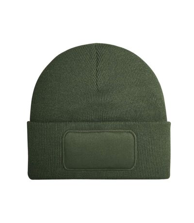 Unisex Adult Patch Beanie Olive Green Beechfield