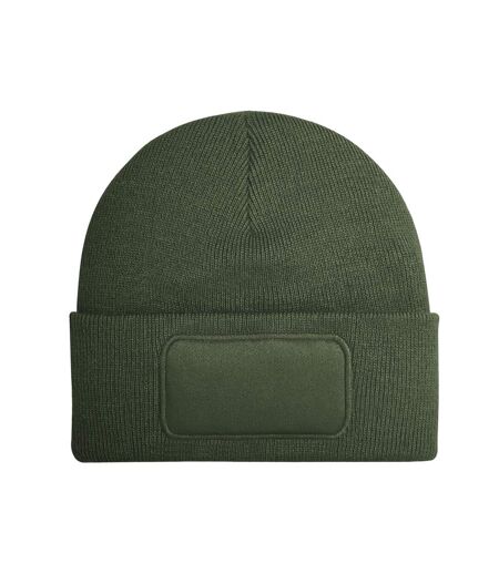 Unisex Adult Patch Beanie Olive Green Beechfield