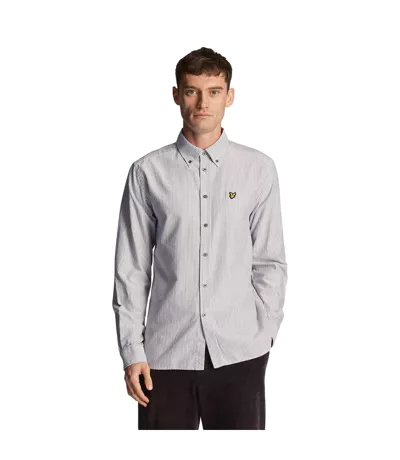 Chemise Motif Rayé Homme Gris Blanc Lyle & Scott