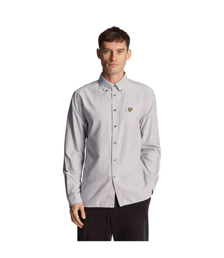 Chemise Motif Rayé Homme Gris Blanc Lyle & Scott