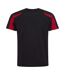 Just Cool Mens Contrast Cool Sports Plain T-Shirt (Jet Black/Fire Red) - UTRW685