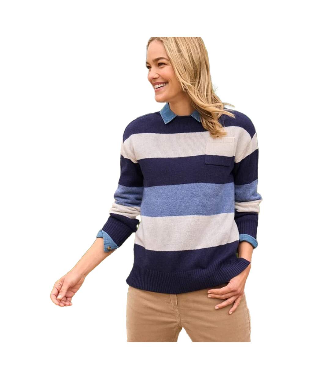 Tunique Motif/style Long Femme Bleu Crème WoolOvers-1