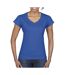 T-shirt À Manches Courtes Et Col En V Femme Bleu Royal Gildan-1