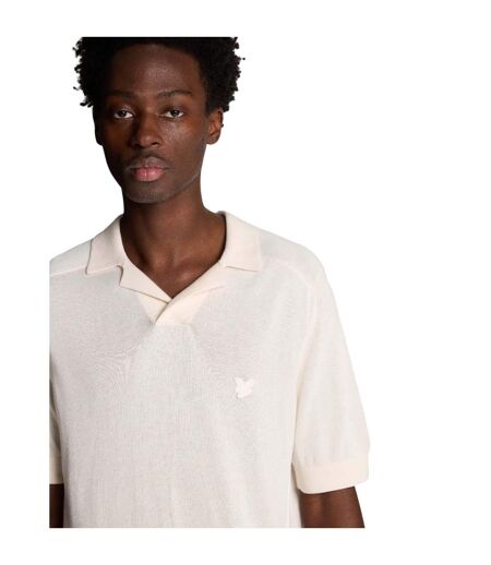 Polo Motif/style Rayure Contrastée Sur Bord Homme Blanc Lyle & Scott