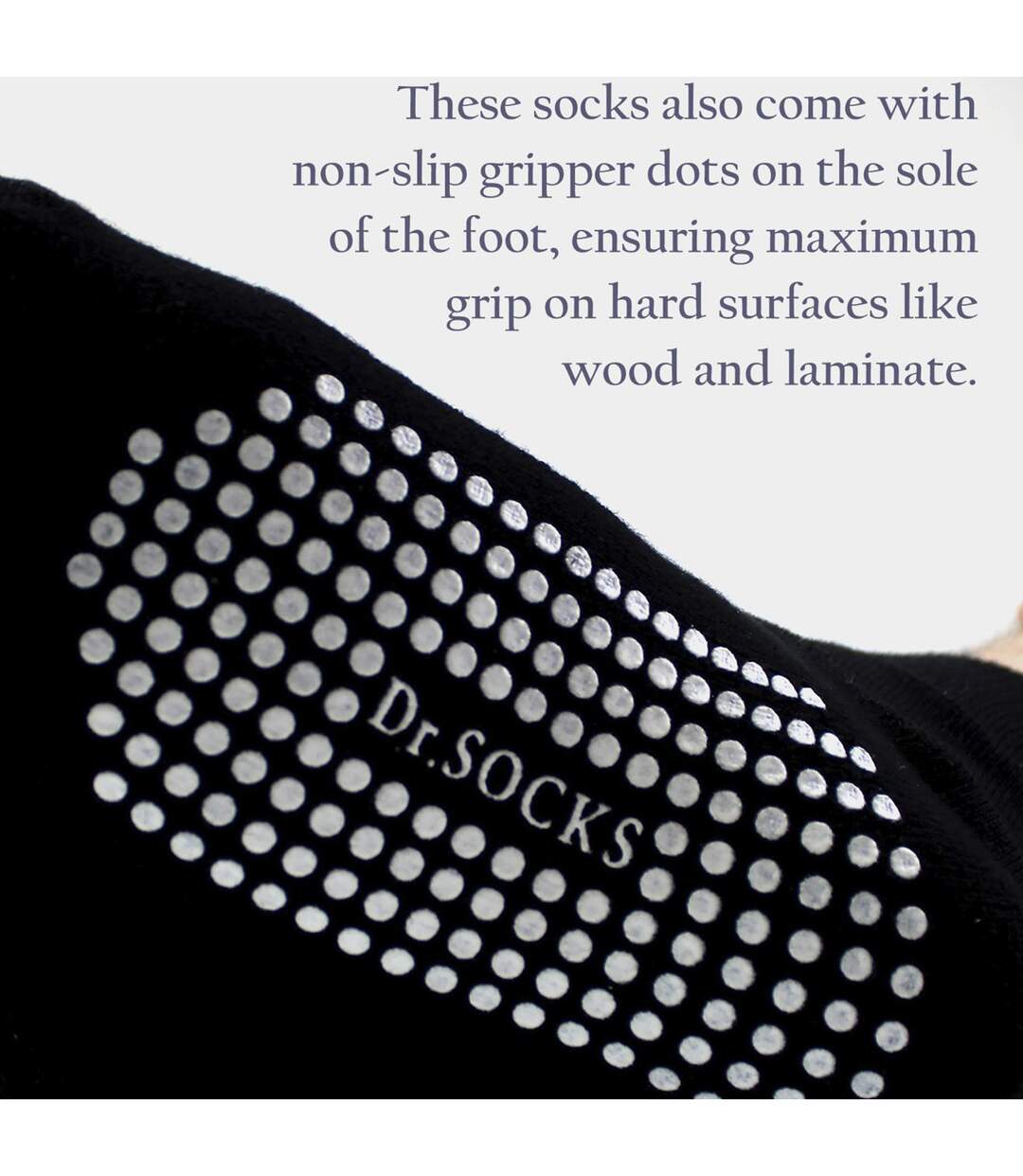 4 Pack Short Bamboo Diabetic Socks With Grips for Men and Women-3