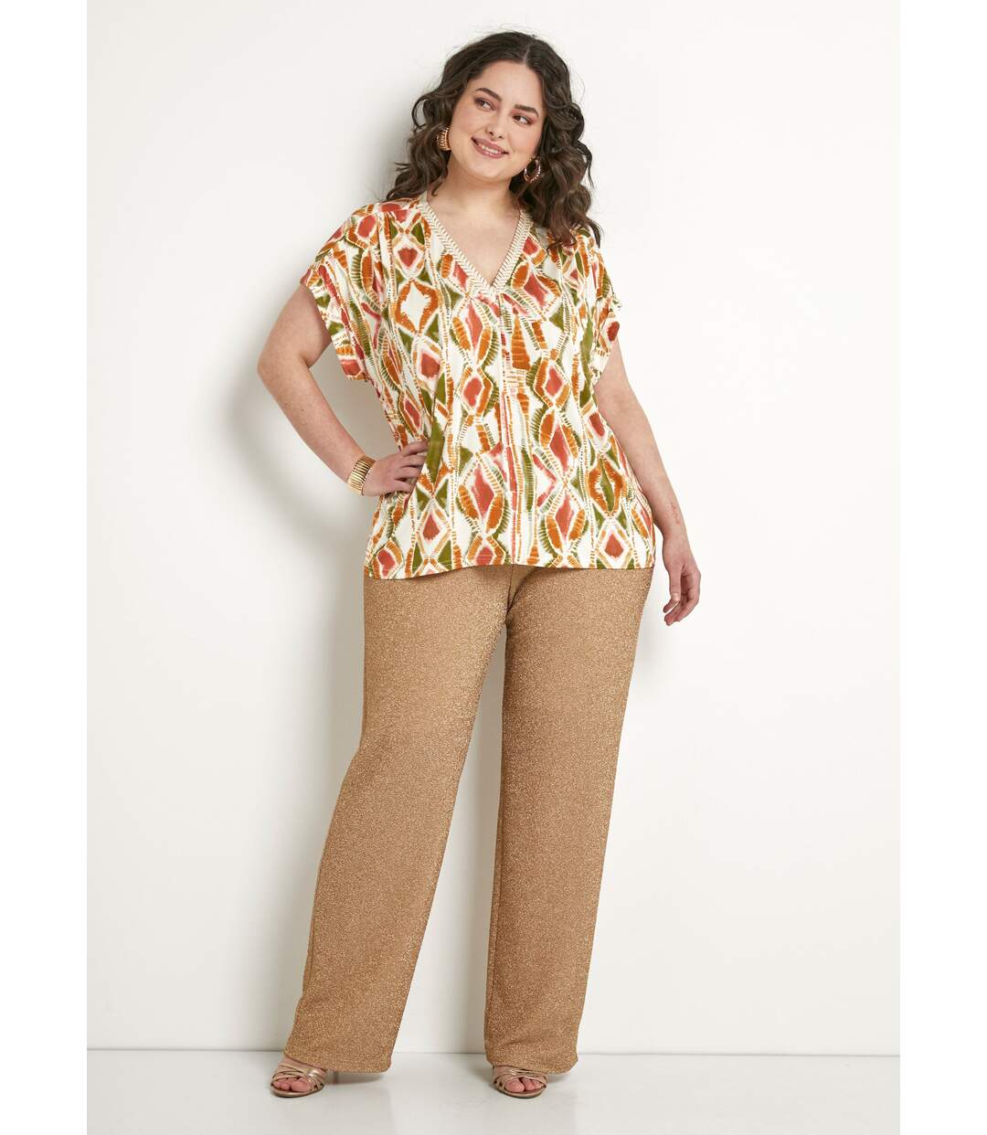 T-shirt col V ample manches courtes-3