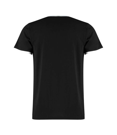T-shirt ringer homme noir / blanc Kustom Kit