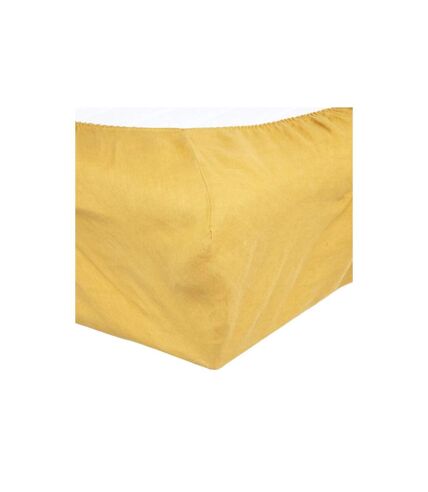 Drap Housse en Lin Adorable 140x190cm Jaune Ocre