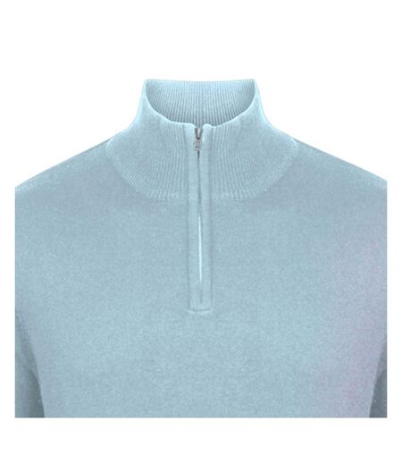 Pull Zippé 1/4 À Manches Longues Homme Gris Clair Chiné Henbury
