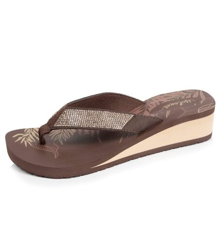 Isotoner Tongs femme talon 4 cm, semelle confortable et légère, sandale de plage, piscine