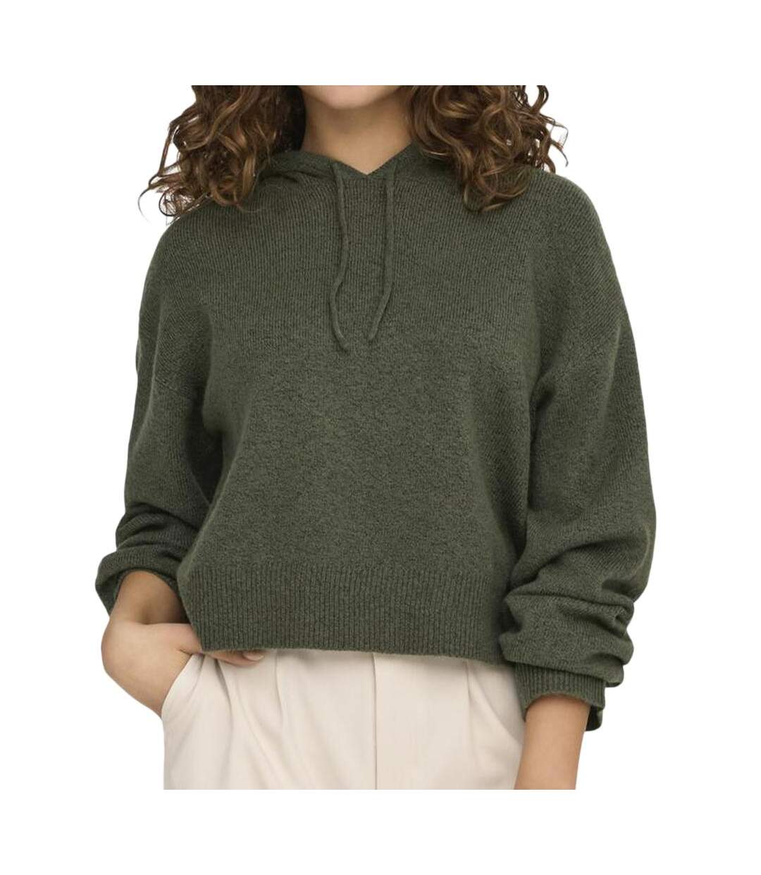 Pull sweat à capuche kaki femme jdy life-1