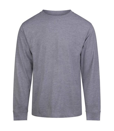 T-shirt Manches Longues Motif/style Uni Adulte Gris Chiné Awdis