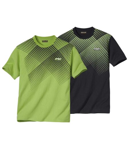 Pack of 2 Men's Sport T-Shirts - Black Green