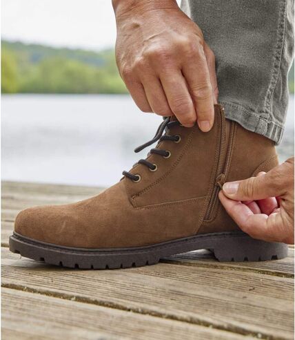 Men's Brown Zip-Up Ankle Boots