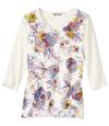 Women's Floral Watercolor T-Shirt with Three-Quarter Sleeves Atlas For Men