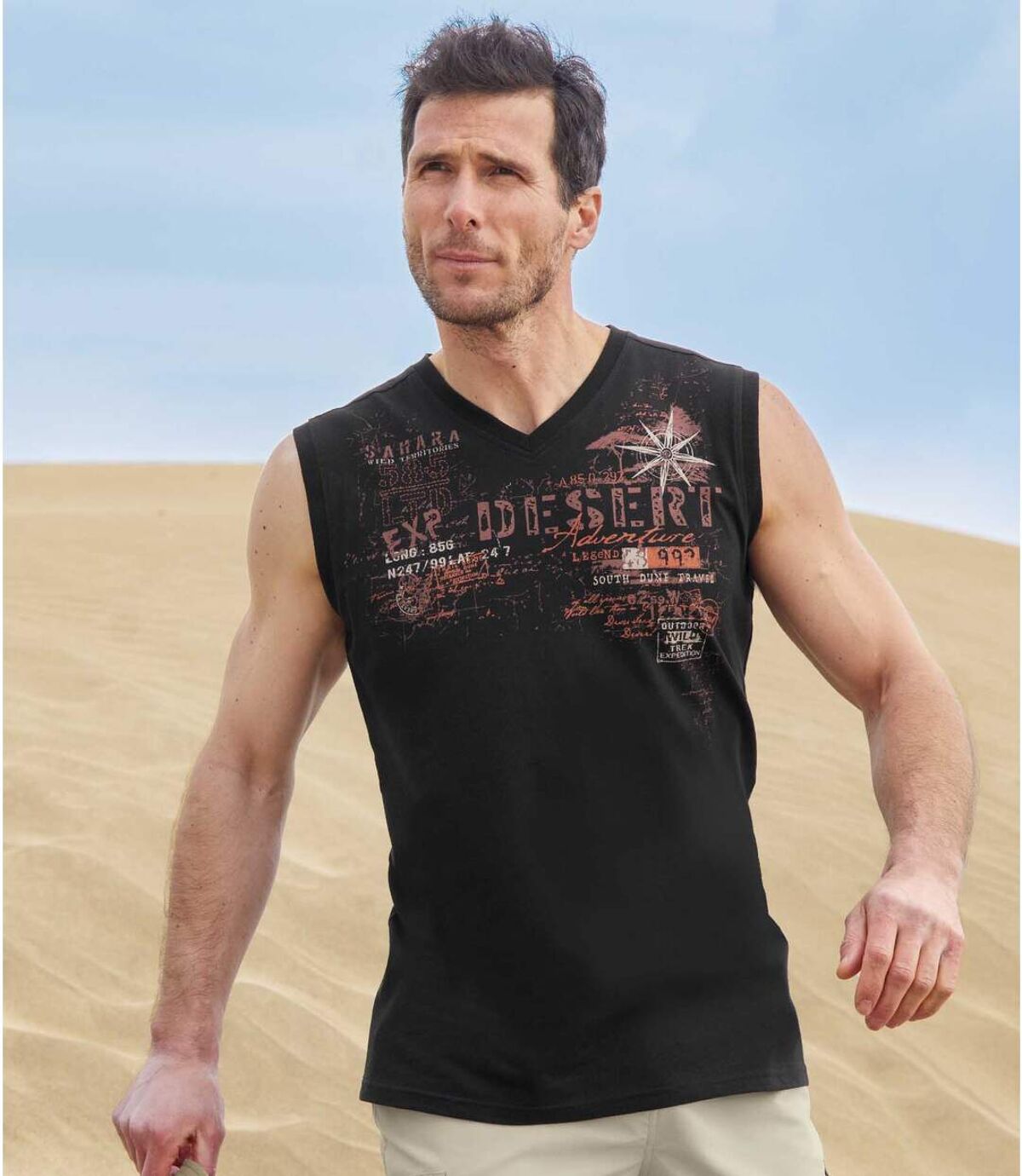 2 V-nyakú Sahara trikóból álló szett Atlas For Men
