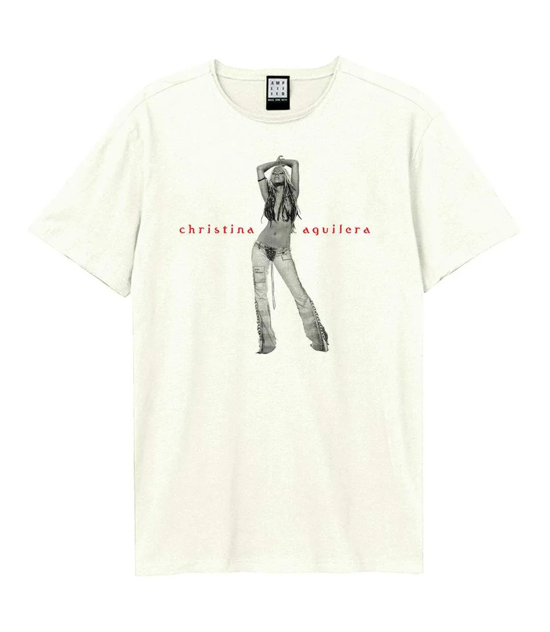 T-shirt Stripped Adulte Vieux Blanc Amplified-1