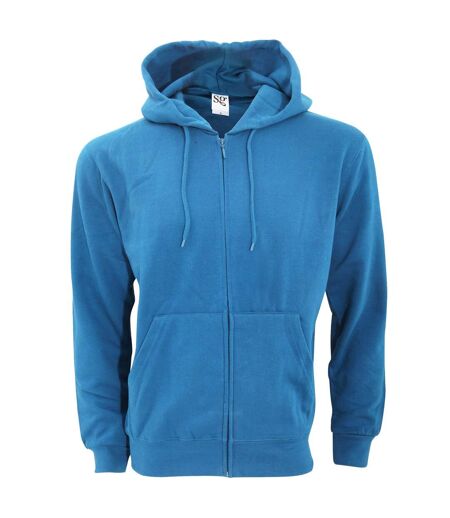 Mens Plain Full Zip Hooded Sweatshirt Royal SG