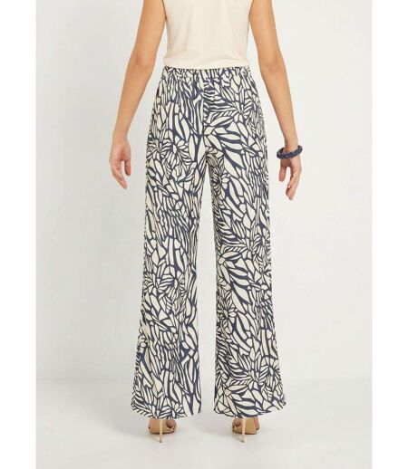 Pantalon large semi élastiqué motif graphique