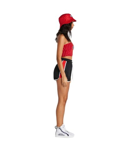 Womens/ladies Pinstripe Bandeau Crop Top Red SikSilk